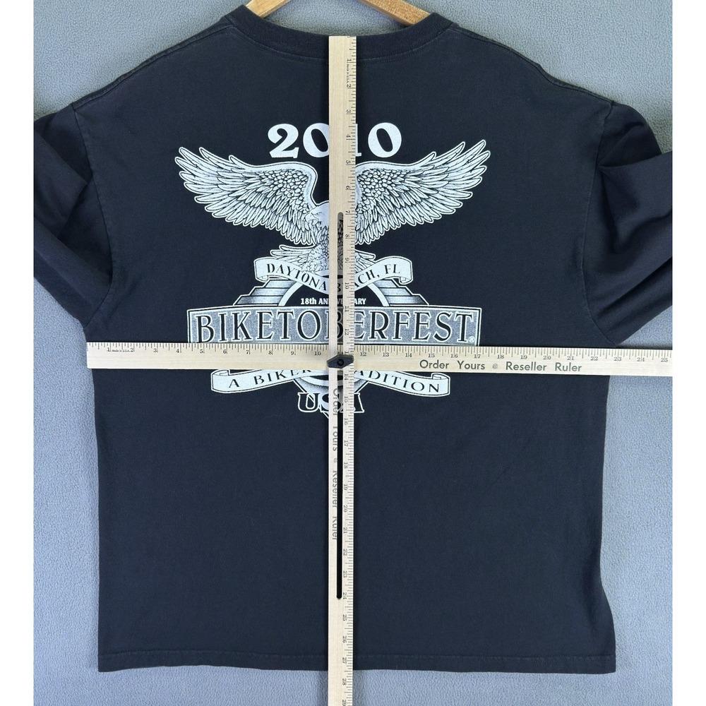 Biketoberfest Shirt‎ XL Black 2010 Daytona Beach Faded Sleeve Logo ProWeight - Picture 5 of 7